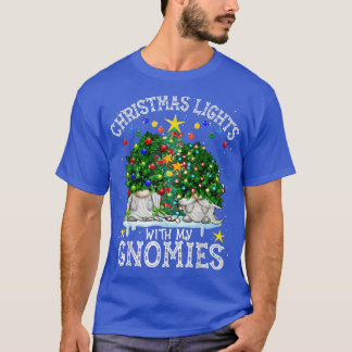Camiseta Luzes De Natal De Gato Adoráveis Com Meus Gnomos D