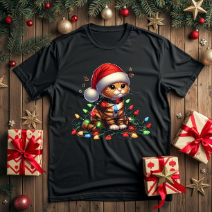 Camiseta Luzes de natal de gato fofo