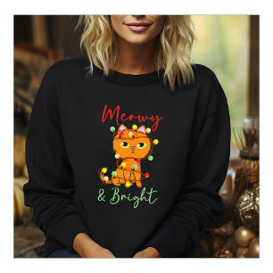 Camiseta Luzes de natal de gato laranja fofo e meowy