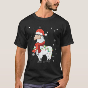 Camiseta Luzes de Natal de Lhama Animais Robustos Alpaca Na