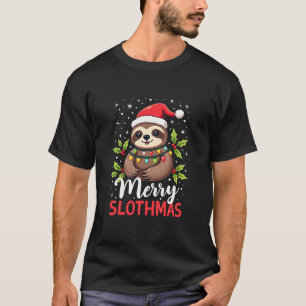 Camiseta Luzes de Natal de Preguiça Engraçadas Feliz Natal