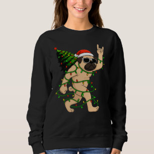 Camiseta Luzes de Natal de Pug Engraçado na Árvore – Xmas F