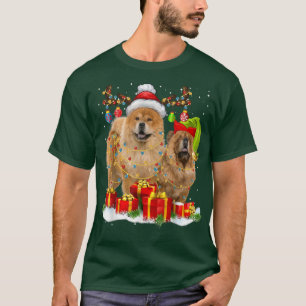 Camiseta Luzes de Natal de Rena para Cachorro Chow Chow Div