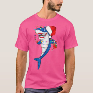 Camiseta Luzes de Natal de Tubarão do Papai Noel Meninos Sh
