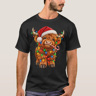 Camiseta Luzes de Natal de Vaca das Terras Altas Fofas – Va