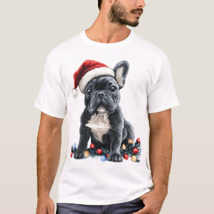 Camiseta Luzes de Natal do Bulldog Francês Presentes de Cac