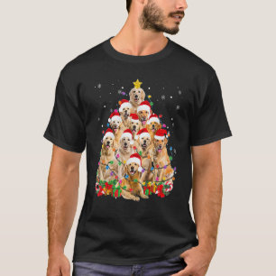 Camiseta Luzes De Natal Do Cão Da Árvore Do Retriever Doura