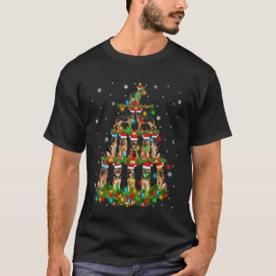 Camiseta Luzes de Natal do Cão Pastor Alemão Festa 
