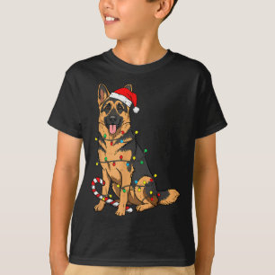 Camiseta Luzes de Natal do Cão Pastor Alemão Pet Cachorro