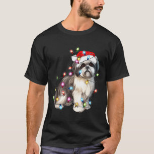 Camiseta Luzes de Natal do Cão Shih Tzu Xmas Fofo