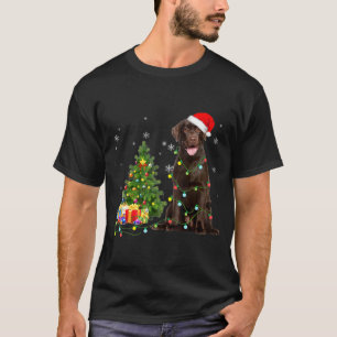 Camiseta Luzes de Natal do Chocolate Labrador Santa Hat