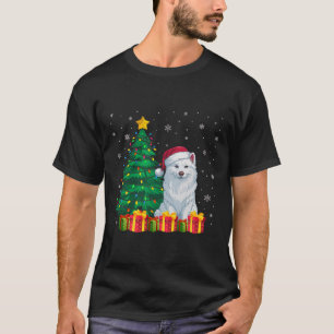 Camiseta Luzes de Natal do Esquimó Santa Hat Americano Feio