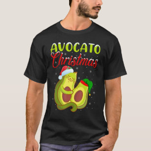 Camiseta Luzes de Natal do Gato Abacate Papai Noel Elf Abac