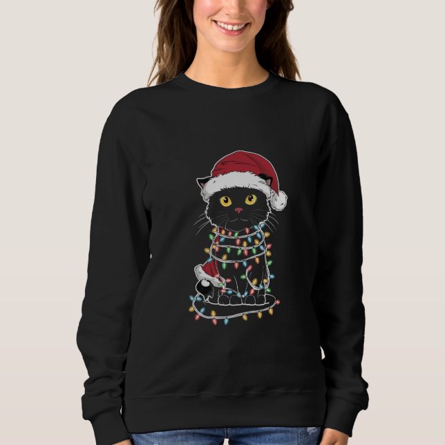 Camiseta Luzes de Natal do Gato Engraçado (Frente)
