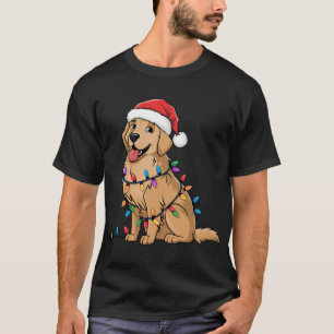 Camiseta Luzes de Natal do Golden Retriever Cachorros de Na