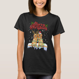 Camiseta Luzes de Natal do Golden Retriever Família Corresp