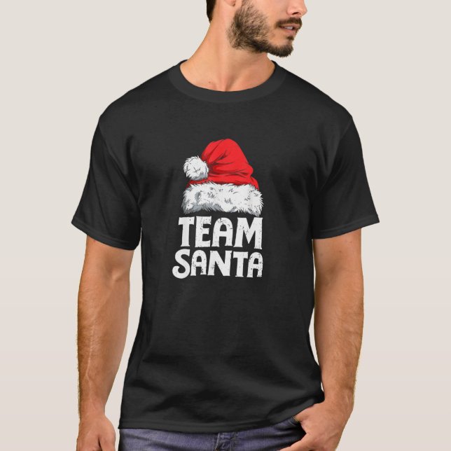 Camiseta Luzes de Natal do Papai Noel Equipe Família Combin (Frente)