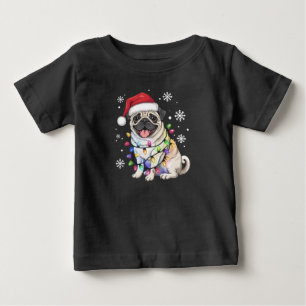 Camiseta Luzes de Natal do Pug de Natal Amante de Cães de N