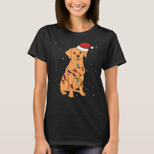Camiseta Luzes de Natal do Pup do ouro Retriever