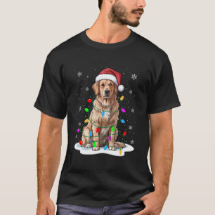 Camiseta Luzes de Natal do Retriever Dourado Santa Xmas Ani