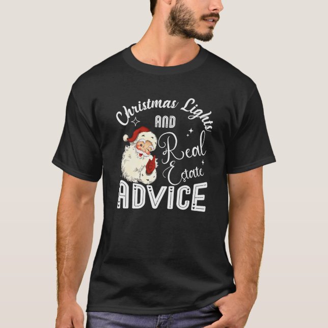 Camiseta Luzes De Natal E Aconselhamento Imobiliário Engraç (Frente)