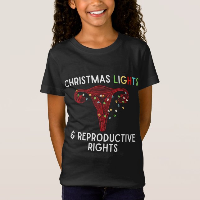Camiseta Luzes de Natal e Direitos Reprodutivos Pró-Choque (Frente)