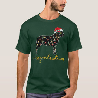 Camiseta Luzes de Natal engraçadas da árvore do cão de gado