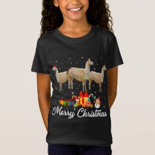 Camiseta Luzes de Natal engraçadas Natal Natal Pajama Llama