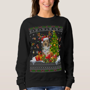 Camiseta Luzes de Natal engraçadas Sheltie Dog Engraçado Xm
