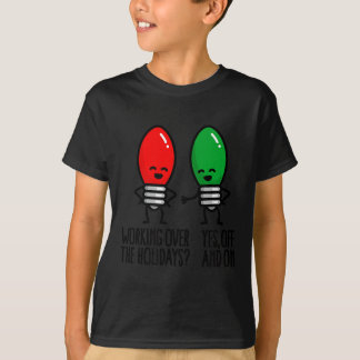 Camiseta Luzes de Natal Engraçadas Trocadilho Trabalhando D