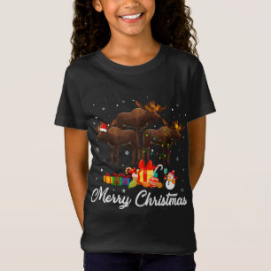 Camiseta Luzes de Natal Engraçadas Xmas Pajama Moose Animal