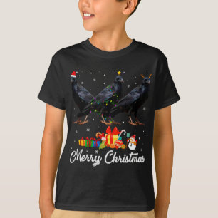 Camiseta Luzes de Natal engraçadas Xmas Pajama Raven