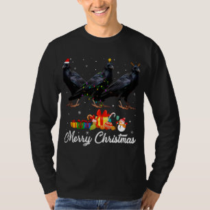 Camiseta Luzes de Natal engraçadas Xmas Pajama Raven