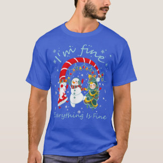 Camiseta Luzes de Natal Estou bem Tudo é Papais noeis bonit
