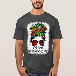 Camiseta Luzes de Natal Estou bem Tudo está bem bagunçado