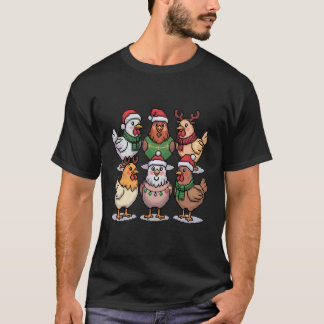 Camiseta Luzes de Natal Frango Papai Noel Árvore de Natal E