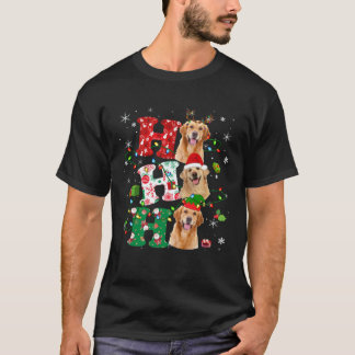 Camiseta Luzes de Natal Ho3 Papai Noel Elfo Rena Áureo