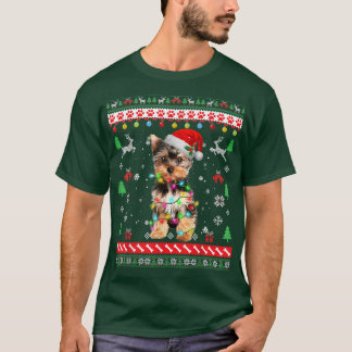 Camiseta Luzes de Natal muito doces Yorkie Cachorro