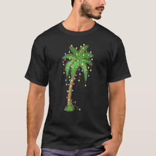 Camiseta Luzes De Natal Palm Tree Beach Funny Tropical Xm