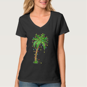 Camiseta Luzes De Natal Palm Tree Beach Funny Tropical Xm