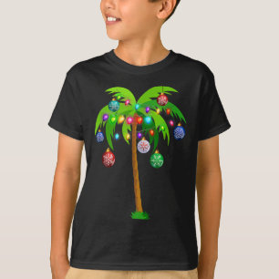 Camiseta Luzes de Natal Palmeira Diversão Havaí Praia Trópi