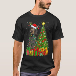 Camiseta Luzes de Natal Pointer de Cabelo Raspado Alemão Na