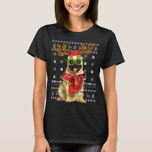 Camiseta Luzes de Natal Sudoríssimas Cachorros Cachorros Ca (Frente)