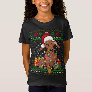 Camiseta Luzes de Natal sudoríssimas Dachshund Dog Lover