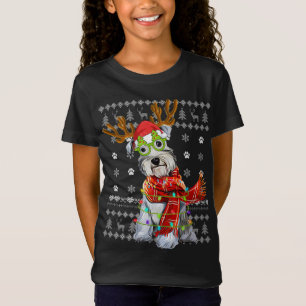 Camiseta Luzes de Natal Sudoríssimas Schnauzer Cachorro Pup