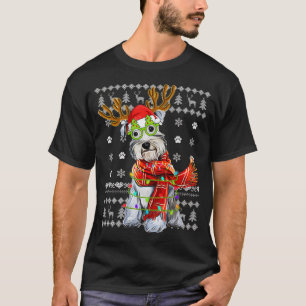 Camiseta Luzes de Natal Sudoríssimas Schnauzer Cachorro Pup