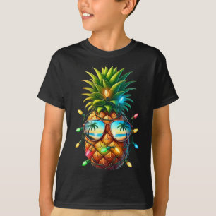 Camiseta Luzes de Natal Tropical Pineapple Sungl Xmas Em