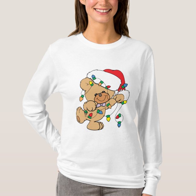 Camiseta Luzes de Natal Urso de Teddy (Frente)