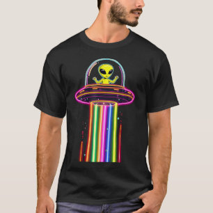 Camiseta Luzes de Nave Espacial Alienígena Coloridas para C