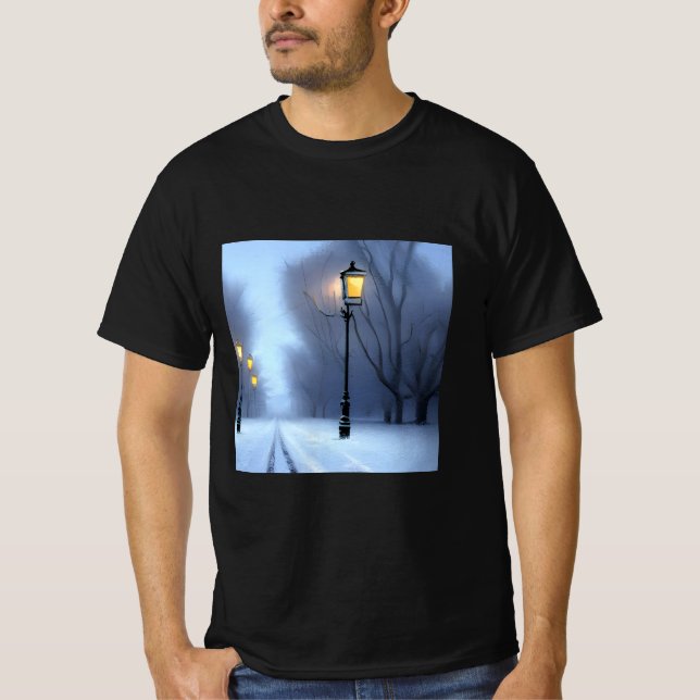 Camiseta Luzes De Rua Piscando Em Wonderland De inverno (Frente)